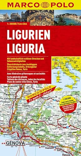 MARCO POLO Karten 1:200.000: MARCO POLO Karte Ligurien 1:200.000: Mit landschaftlich schönen Strecken und Sehenswürdigkeiten. Übersichtskarte zum ... Ortsregister, Citypläne Genua, Turin